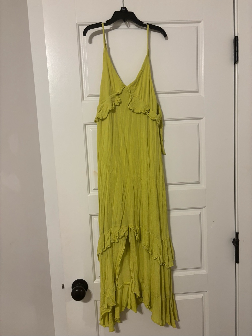 Lulu's Lime Green Ruffle-Trim High-Low Maxi Dress